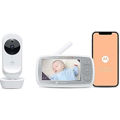 Motorola Baby VM44 Connect Babyphone Wi-Fi avec caméra Moniteur Bébé avec Écran vidéo HD de 4,3" Application Vision Nocturne, Berceuses, Microphone, Température Ambiante Motorola Baby VM44 Connect Babyphone Wi-Fi avec caméra Moniteur Bébé avec Écran vidéo HD de 4,3" Application Vision Nocturne, Berceuses, Microphone, Température Ambiante