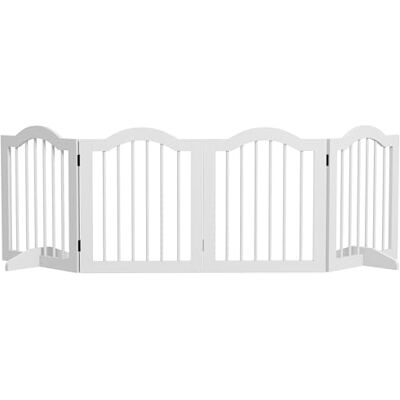Pawhut Barrière de sécurité, pliable, pour chien, 4 pièces, 208 x 61 cm, avec porte, avec 2 pieds, autoportante, pour cuisine, couloir, blanche Pawhut Barrière de sécurité, pliable, pour chien, 4 pièces, 208 x 61 cm, avec porte, avec 2 pieds, autoportante, pour cuisine, couloir, blanche