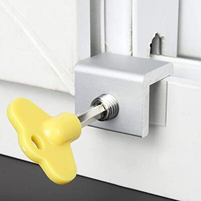 MOTT Entrebâilleur de fenêtre coulissante sans perçage, verrou de sécurité en alliage d'aluminium, bloqueur de fenêtre de ventilation pour enfants, sécurité enfant, animal domestique, chat, chien avec clé MOTT Entrebâilleur de fenêtre coulissante sans perçage, verrou de sécurité en alliage d'aluminium, bloqueur de fenêtre de ventilation pour enfants, sécurité enfant, animal domestique, chat, chien avec clé