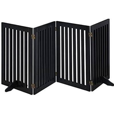 Relaxdays Barrière autoportante, 70 x 205 cm, avec pieds, pour chiens, enfants, pliable, noire Relaxdays Barrière autoportante, 70 x 205 cm, avec pieds, pour chiens, enfants, pliable, noire