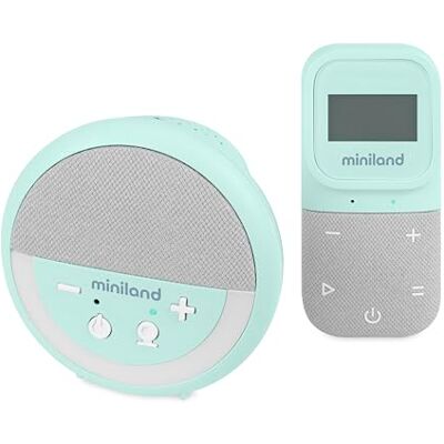 Miniland Écoute-bébé audio Digitalk Projecteur, moniteur pour bébé avec projecteur de lumières et de bruit blanc, capteur de température et d'humidité, audio bidirectionnel, portée 300 m Miniland Écoute-bébé audio Digitalk Projecteur, moniteur pour bébé avec projecteur de lumières et de bruit blanc, capteur de température et d'humidité, audio bidirectionnel, portée 300 m