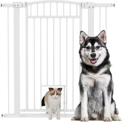 Pawhut Barrière de Sécurite Chien Extensible 76-104 x 106 cm Blanc Barrière d'Escalier et de Portes, Système de Double Verrouillage, Montage par Pression ou Perçage, pour Chien et Chat Pawhut Barrière de Sécurite Chien Extensible 76-104 x 106 cm Blanc Barrière d'Escalier et de Portes, Système de Double Verrouillage, Montage par Pression ou Perçage, pour Chien et Chat