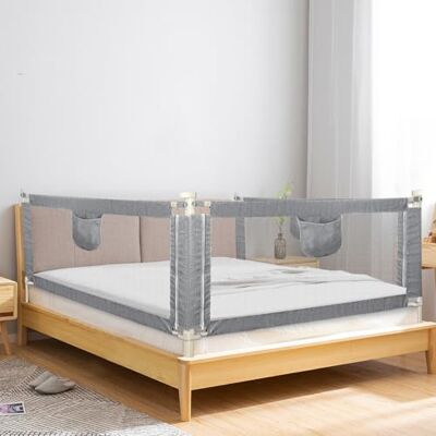 HUOLE Barrière de Lit Bébé Anti-Chute avec 24 Hauteurs Réglables, Rail de Lit de Sécurité avec Protection à Double Verrouillage, Conception de Levage Unilatéral-1,5 m gris HUOLE Barrière de Lit Bébé Anti-Chute avec 24 Hauteurs Réglables, Rail de Lit de Sécurité avec Protection à Double Verrouillage, Conception de Levage Unilatéral-1,5 m gris