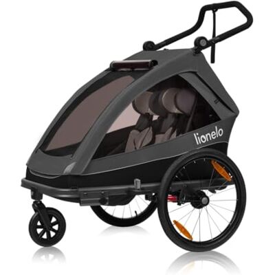 Lionelo Cama Remorque de Vélo et Poussette 2 en 1, Pour 1-2 Enfants (6m-6a), Sécurité All-Round, Harnais 5 Points, Suspension SIQ Réglable, Tissu Déperlant UPF50+, Coffre 60L, Tout-Terrain, Gris Lionelo Cama Remorque de Vélo et Poussette 2 en 1, Pour 1-2 Enfants (6m-6a), Sécurité All-Round, Harnais 5 Points, Suspension SIQ Réglable, Tissu Déperlant UPF50+, Coffre 60L, Tout-Terrain, Gris