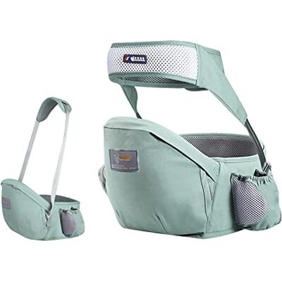 SONARIN Hipseat Porte-bébé ergonomique en pur coton avec protection de ceinture de sécurité et bandoulière unique, multi-positions pour nourrisson et enfant (vert) SONARIN Hipseat Porte-bébé ergonomique en pur coton avec protection de ceinture de sécurité et bandoulière unique, multi-positions pour nourrisson et enfant (vert)