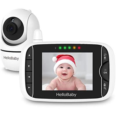 HelloBaby Moniteur vidéo pour bébé avec caméra à distance, zoom panoramique, écran LCD couleur 3,2", vision nocturne infrarouge, affichage de la température, berceuse, audio bidirectionnel HelloBaby Moniteur vidéo pour bébé avec caméra à distance, zoom panoramique, écran LCD couleur 3,2", vision nocturne infrarouge, affichage de la température, berceuse, audio bidirectionnel