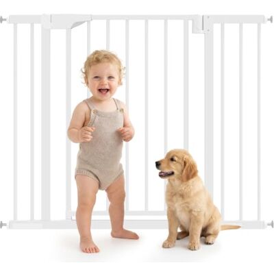 Pawhut Barrière de sécurité bébé enfant en acier 76-102 cm Blanc Barrière d'Escalier avec Extensions, Sans Perçage, Fixation par Pression, Ouverture d'une Main Pawhut Barrière de sécurité bébé enfant en acier 76-102 cm Blanc Barrière d'Escalier avec Extensions, Sans Perçage, Fixation par Pression, Ouverture d'une Main