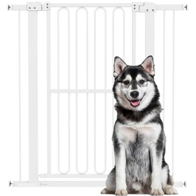 Pawhut Barrière d'escalier 104cm sans perçage 76-104cm pour chiens blanc Porte de sécurité en acier pour animaux, escaliers, portes. Pawhut Barrière d'escalier 104cm sans perçage 76-104cm pour chiens blanc Porte de sécurité en acier pour animaux, escaliers, portes.