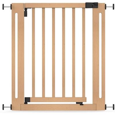 Safetots Barrière de sécurité élégante en bois, naturel, 71 cm – 79 cm, ajustement par pression, barrière de bébé pour escaliers, couloirs et portes, design élégant et installation facile Safetots Barrière de sécurité élégante en bois, naturel, 71 cm – 79 cm, ajustement par pression, barrière de bébé pour escaliers, couloirs et portes, design élégant et installation facile