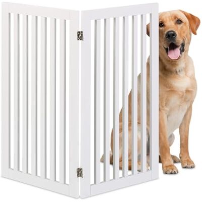 Relaxdays Barrière de sécurité pour Chiens, HxL : 91,5 x 103 cm, MDF, Portail de sécurité, Pliable, Blanche Relaxdays Barrière de sécurité pour Chiens, HxL : 91,5 x 103 cm, MDF, Portail de sécurité, Pliable, Blanche