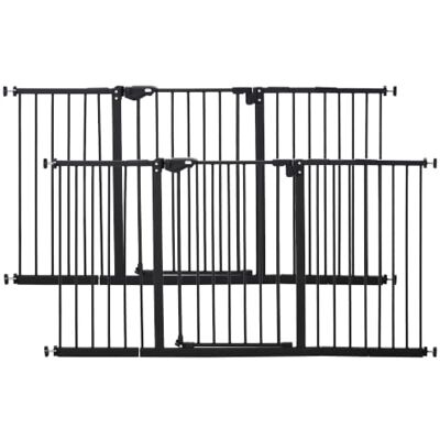 Pawhut Lot de 2 barrières de sécurité Animaux avec Porte Fermeture Automatique système de Double Verrouillage sans perçage 3 extensions Noir Pawhut Lot de 2 barrières de sécurité Animaux avec Porte Fermeture Automatique système de Double Verrouillage sans perçage 3 extensions Noir