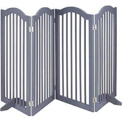 Relaxdays Barrière autoportante, H x l : 92 x 205 cm, avec pieds, pour chiens, enfants, pliable, grise Relaxdays Barrière autoportante, H x l : 92 x 205 cm, avec pieds, pour chiens, enfants, pliable, grise