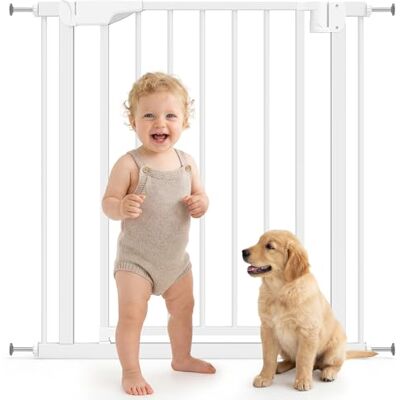 Pawhut Barrière de protection d'escalier sans perçage avec rallonge 76-81 x 76 cm Blanc Pawhut Barrière de protection d'escalier sans perçage avec rallonge 76-81 x 76 cm Blanc