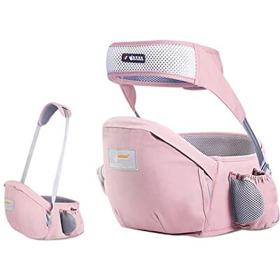 SONARIN Hipseat Porte-bébé ergonomique en pur coton avec protection de ceinture de sécurité et bandoulière unique, multi-positions pour nourrisson et tout-petit (rose) SONARIN Hipseat Porte-bébé ergonomique en pur coton avec protection de ceinture de sécurité et bandoulière unique, multi-positions pour nourrisson et tout-petit (rose)