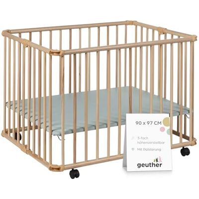 Geuther Lucilee 2261 Parc pour bébé réglable en hauteur 3 positions 90 x 97 cm Geuther Lucilee 2261 Parc pour bébé réglable en hauteur 3 positions 90 x 97 cm