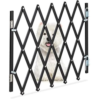 Relaxdays Barrière de sécurité extensible pour chien jusqu'à 96 cm, hauteur 48,5-60 cm en bambou, grille de protection pour chien pour escalier et porte, noir Relaxdays Barrière de sécurité extensible pour chien jusqu'à 96 cm, hauteur 48,5-60 cm en bambou, grille de protection pour chien pour escalier et porte, noir