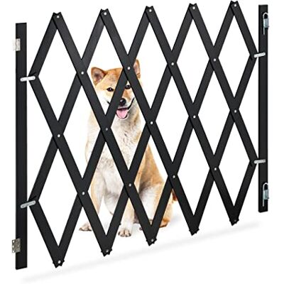 Relaxdays Barrière pour chien extensible jusqu'à 140 cm, hauteur 87-97 cm, en bambou, barrière de sécurité pour escalier et porte, noire Relaxdays Barrière pour chien extensible jusqu'à 140 cm, hauteur 87-97 cm, en bambou, barrière de sécurité pour escalier et porte, noire