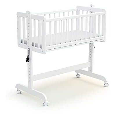 AT4 Berceau bébé en bois avec matelas Essentiel blanc Berceau 5 en 1 Bois massif Hauteur réglable 80 x 40 cm Transformable et évolutif AT4 Berceau bébé en bois avec matelas Essentiel blanc Berceau 5 en 1 Bois massif Hauteur réglable 80 x 40 cm Transformable et évolutif