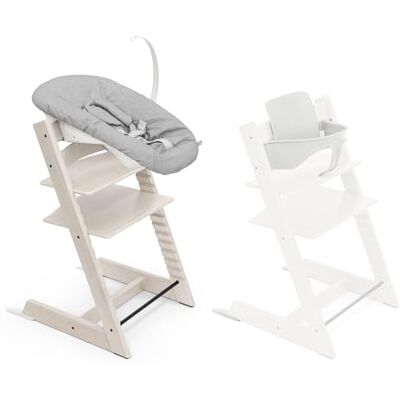Stokke Chaise haute Tripp Trapp, Whitewash/White (comprend la chaise et le kit bébé2) avec kit bébé Design sûr, ajustable et ergonomique Stokke Chaise haute Tripp Trapp, Whitewash/White (comprend la chaise et le kit bébé2) avec kit bébé Design sûr, ajustable et ergonomique