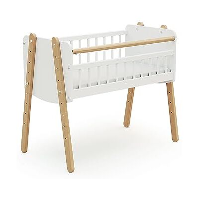 AT4 Berceau cododo en bois PIRATE Blanc et Hêtre Verni 40 x 80 cm 87 x 50 x 74 cm Matelas inclus 4 Hauteurs Sangles fournis AT4 Berceau cododo en bois PIRATE Blanc et Hêtre Verni 40 x 80 cm 87 x 50 x 74 cm Matelas inclus 4 Hauteurs Sangles fournis