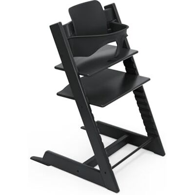 Stokke Chaise haute Tripp Trapp, Black Comprend la chaise + le Baby Set 2 pour les enfants de 6 à 36 mois Ajustable, ergonomique et facile à nettoyer Stokke Chaise haute Tripp Trapp, Black Comprend la chaise + le Baby Set 2 pour les enfants de 6 à 36 mois Ajustable, ergonomique et facile à nettoyer