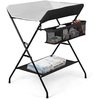 homewell Commode à langer pour bébé Table à langer pliable avec repose-pieds fixes, matelas à langer, ceinture de sécurité, hauteur et compartiments de rangement, stable et confortable (noir, 96 cm) homewell Commode à langer pour bébé Table à langer pliable avec repose-pieds fixes, matelas à langer, ceinture de sécurité, hauteur et compartiments de rangement, stable et confortable (noir, 96 cm)
