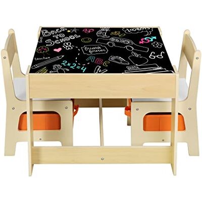 WOLTU 1 Table d'enfant + 2 chaises avec Espace de Rangement pour Enfants d'âge préscolaire,SG002 WOLTU 1 Table d'enfant + 2 chaises avec Espace de Rangement pour Enfants d'âge préscolaire,SG002