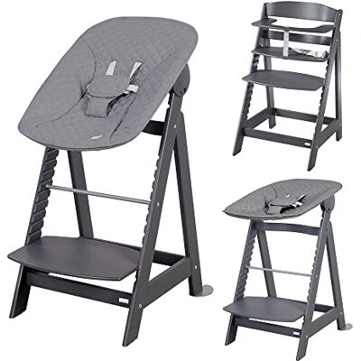 roba Chaise Haute Évolutive en Bois Born Up 2en1 + Transat Inclinable Style dès Naissance Hauteur Réglable Nettoyable Facilement Anthracite roba Chaise Haute Évolutive en Bois Born Up 2en1 + Transat Inclinable Style dès Naissance Hauteur Réglable Nettoyable Facilement Anthracite