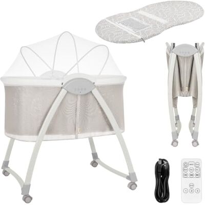 Lionelo Gaya Berceau Bébé Électrique Pliant dès la Naissance, jusqu’à 9 kg 3 Vitesses, Vibrations, 12 Mélodies et Bruits Blancs, Minuterie, Télécommande, Roues à Freins, Matelas et Moustiquaire Lionelo Gaya Berceau Bébé Électrique Pliant dès la Naissance, jusqu’à 9 kg 3 Vitesses, Vibrations, 12 Mélodies et Bruits Blancs, Minuterie, Télécommande, Roues à Freins, Matelas et Moustiquaire