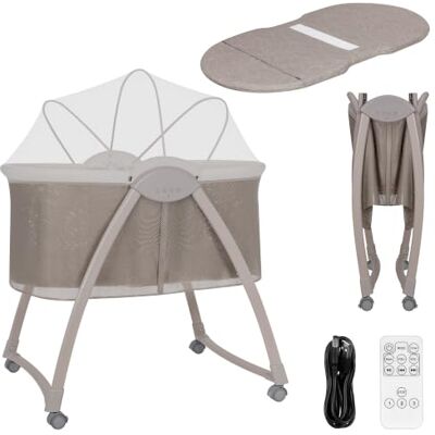 Lionelo Gaya Berceau Bébé Électrique Pliant dès la Naissance, jusqu’à 9 kg 3 Vitesses, Vibrations, 12 Mélodies et Bruits Blancs, Minuterie, Télécommande, Roues à Freins, Matelas et Moustiquaire Lionelo Gaya Berceau Bébé Électrique Pliant dès la Naissance, jusqu’à 9 kg 3 Vitesses, Vibrations, 12 Mélodies et Bruits Blancs, Minuterie, Télécommande, Roues à Freins, Matelas et Moustiquaire