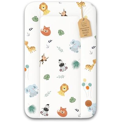 Totsy Baby Matelas a langer bebe 70x50 cm table à langer pour bébé avec plan, tapis imperméable facile à nettoyer à poser sur une machine à laver ou une commode Hemnes ou Malm Oeko-Tex Safari Totsy Baby Matelas a langer bebe 70x50 cm table à langer pour bébé avec plan, tapis imperméable facile à nettoyer à poser sur une machine à laver ou une commode Hemnes ou Malm Oeko-Tex Safari