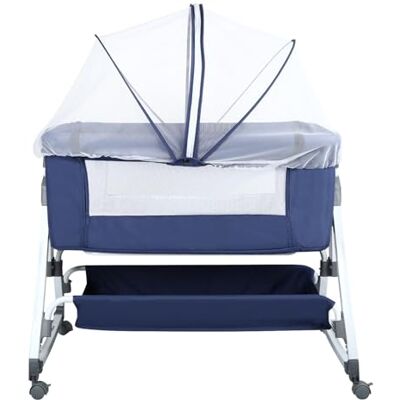 LANTUS Lit Bébé Cododo Berceau Cododo Bébé avec Matelas, Mode Bascule pour Bercer Bébé, Côté Repliable, Hauteur Réglable, Fenêtres en Filet, 6 Niveaux(100-115cm)-80 x 40 x 100-116 cm (bleu marine) LANTUS Lit Bébé Cododo Berceau Cododo Bébé avec Matelas, Mode Bascule pour Bercer Bébé, Côté Repliable, Hauteur Réglable, Fenêtres en Filet, 6 Niveaux(100-115cm)-80 x 40 x 100-116 cm (bleu marine)
