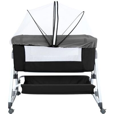 LANTUS Lit Bébé Cododo Berceau Cododo Bébé avec Matelas, Mode Bascule pour Bercer Bébé, Côté Repliable, Hauteur Réglable, Fenêtres en Filet, 6 Niveaux(100-115cm)-80 x 40 x 100-116 cm (6 tons de noir) LANTUS Lit Bébé Cododo Berceau Cododo Bébé avec Matelas, Mode Bascule pour Bercer Bébé, Côté Repliable, Hauteur Réglable, Fenêtres en Filet, 6 Niveaux(100-115cm)-80 x 40 x 100-116 cm (6 tons de noir)