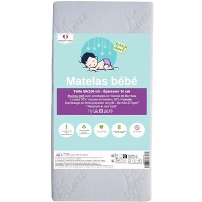 Easy dort Matelas bébé bambou pour lit 50 x 100 cm Easy dort Matelas bébé bambou pour lit 50 x 100 cm