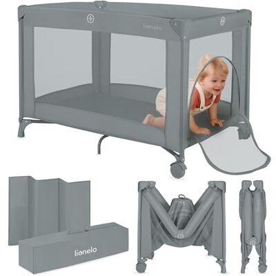 Lionelo Amelie Lit Parapluie Bébé Compact 100,5 x 70,5 cm, Lit de Voyage Léger avec Matelas et Sac de Transport – Pliage Facile, 2 Roulettes, Entrée Latérale, Filets Respirants – 0 à 36 Mois Lionelo Amelie Lit Parapluie Bébé Compact 100,5 x 70,5 cm, Lit de Voyage Léger avec Matelas et Sac de Transport – Pliage Facile, 2 Roulettes, Entrée Latérale, Filets Respirants – 0 à 36 Mois