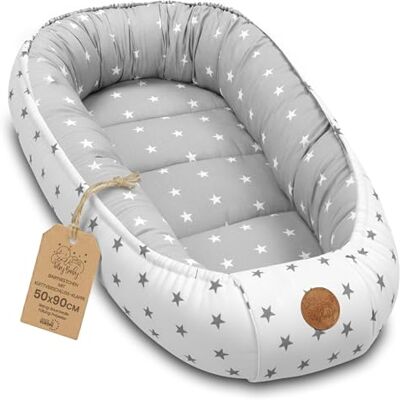 Totsy Baby Réducteur de Lit Bébé 90x50cm en Coton Cocon polyvalent pour Nid d'Ange Couffin et Naissance pratique et léger idéal pour le transport parfait pour filles et garçons Astérisque Gris-Blanc Totsy Baby Réducteur de Lit Bébé 90x50cm en Coton Cocon polyvalent pour Nid d'Ange Couffin et Naissance pratique et léger idéal pour le transport parfait pour filles et garçons Astérisque Gris-Blanc