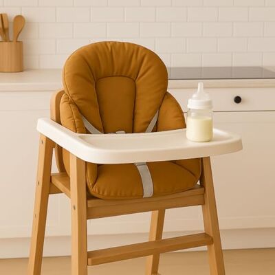 Easy dort Coussin de Chaise Haute bébé Coton Enduit Couleur Moutarde Fabriqué en France Easy dort Coussin de Chaise Haute bébé Coton Enduit Couleur Moutarde Fabriqué en France