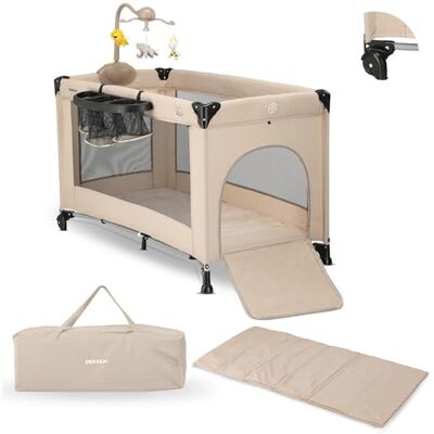 Deryan Lit de voyage pour bébé et enfant avec matelas 0 à 5 ans Tente pop-up en 2 secondes Avec moustiquaire et sac de voyage (nougat, avec rehausseur de sol + drap de changement) Deryan Lit de voyage pour bébé et enfant avec matelas 0 à 5 ans Tente pop-up en 2 secondes Avec moustiquaire et sac de voyage (nougat, avec rehausseur de sol + drap de changement)
