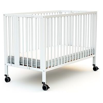AT4 Lit bébé pliable PRO Essentiel 60 x 120 cm blanc Lit bébé pliable en bois avec roues AT4 Lit bébé pliable PRO Essentiel 60 x 120 cm blanc Lit bébé pliable en bois avec roues