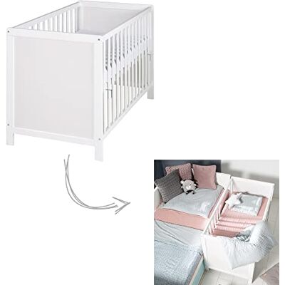 roba Lit Bébé 2en1 Indépendant et Cododo 60 x 120 cm Convertible en Lit Bébé Indépendant Réglable en Hauteur 5 Barreaux Amovibles Bois Laqué Blanc roba Lit Bébé 2en1 Indépendant et Cododo 60 x 120 cm Convertible en Lit Bébé Indépendant Réglable en Hauteur 5 Barreaux Amovibles Bois Laqué Blanc