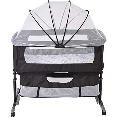 LANTUS Lit Bébé Cododo Berceau Cododo Bébé avec Matelas, Mode Bascule pour Bercer Bébé, Côté Repliable, Hauteur Réglable, Fenêtres en Filet, Roues et Sac de Voyage (92 * 58 * 70-90 cm (Noir)) LANTUS Lit Bébé Cododo Berceau Cododo Bébé avec Matelas, Mode Bascule pour Bercer Bébé, Côté Repliable, Hauteur Réglable, Fenêtres en Filet, Roues et Sac de Voyage (92 * 58 * 70-90 cm (Noir))