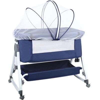 LANTUS Lit Cododo Bébé 3 en 1, Berceau Cododo avec Matelas et Moustiquaire, Capacité de Charge 50KG, Compact en 3 Secondes, Facile à Transporter, 80 x 40 x 100-116 cm (6 vitesses Bleu marine) LANTUS Lit Cododo Bébé 3 en 1, Berceau Cododo avec Matelas et Moustiquaire, Capacité de Charge 50KG, Compact en 3 Secondes, Facile à Transporter, 80 x 40 x 100-116 cm (6 vitesses Bleu marine)