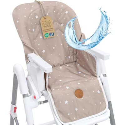 Totsy Baby Réducteur de siège pour chaise haute coussin pour bébé stable, revêtement imperméable pour chaise haute d'enfants, housse pour chaise haute de bébé Oeko-Tex Beige avec étoiles blanches Totsy Baby Réducteur de siège pour chaise haute coussin pour bébé stable, revêtement imperméable pour chaise haute d'enfants, housse pour chaise haute de bébé Oeko-Tex Beige avec étoiles blanches