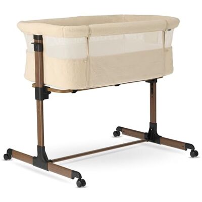 Deryan Snoozy Teddy Co-Sleeper Lit bébé 3 en 1 jusqu'à 9 kg, lit d'appoint, berceau, hauteur réglable et réglage de l'inclinaison du matelas, 4 roues avec frein, sac de matelas ergonomique, nougat Deryan Snoozy Teddy Co-Sleeper Lit bébé 3 en 1 jusqu'à 9 kg, lit d'appoint, berceau, hauteur réglable et réglage de l'inclinaison du matelas, 4 roues avec frein, sac de matelas ergonomique, nougat
