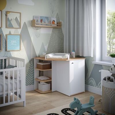 Vicco Commode à langer "Kristian", Chêne blanc/force de l'or, 85x77.3cm avec table à langer, pour une utilisation comme table à langer et espace de rangement Vicco Commode à langer "Kristian", Chêne blanc/force de l'or, 85x77.3cm avec table à langer, pour une utilisation comme table à langer et espace de rangement
