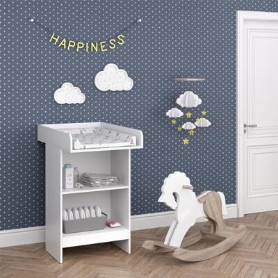 Vicco Commode à langer "Leo", Blanc, 60x103cm avec étagère ouverte et plan à langer amovible Vicco Commode à langer "Leo", Blanc, 60x103cm avec étagère ouverte et plan à langer amovible