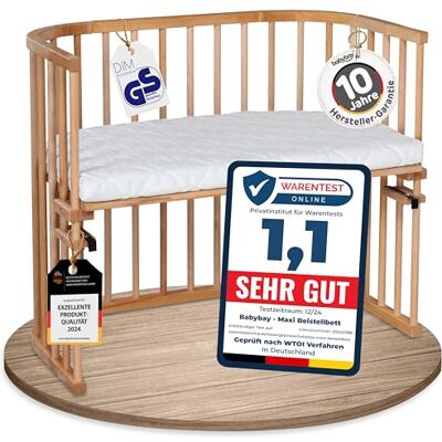 babybay Lit d'appoint extra large en bois de hêtre massif Hauteur réglable en continu et respectueux de l'environnement Avec matelas Classic Soft (hêtre huilé) babybay Lit d'appoint extra large en bois de hêtre massif Hauteur réglable en continu et respectueux de l'environnement Avec matelas Classic Soft (hêtre huilé)