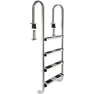 Arebos Échelle de piscine 3 ou 4 marches Surfaces antidérapantes sur les marches 4 marches Arebos Échelle de piscine 3 ou 4 marches Surfaces antidérapantes sur les marches 4 marches