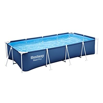 Bestway Steel Pro Frame Piscine avec pompe de filtration 400 x 211 x 81 cm, bleu foncé, carrée Bestway Steel Pro Frame Piscine avec pompe de filtration 400 x 211 x 81 cm, bleu foncé, carrée