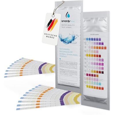 SMARDY 13in1 Testeur pour Eau de Piscine et Spa 20x Bandelettes de Test d'eau Potable Analyse de la Qualité pour de l'eau du Robinet Dureté pH Chlore Nitrate SMARDY 13in1 Testeur pour Eau de Piscine et Spa 20x Bandelettes de Test d'eau Potable Analyse de la Qualité pour de l'eau du Robinet Dureté pH Chlore Nitrate